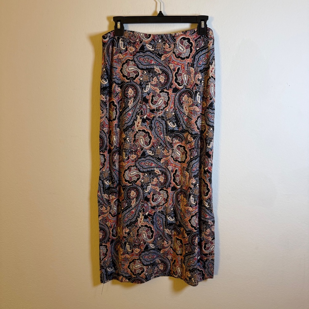J. Jill Womens‎ Small Petite Paisley Maxi Skirt Side Slit Stretch Multicolor